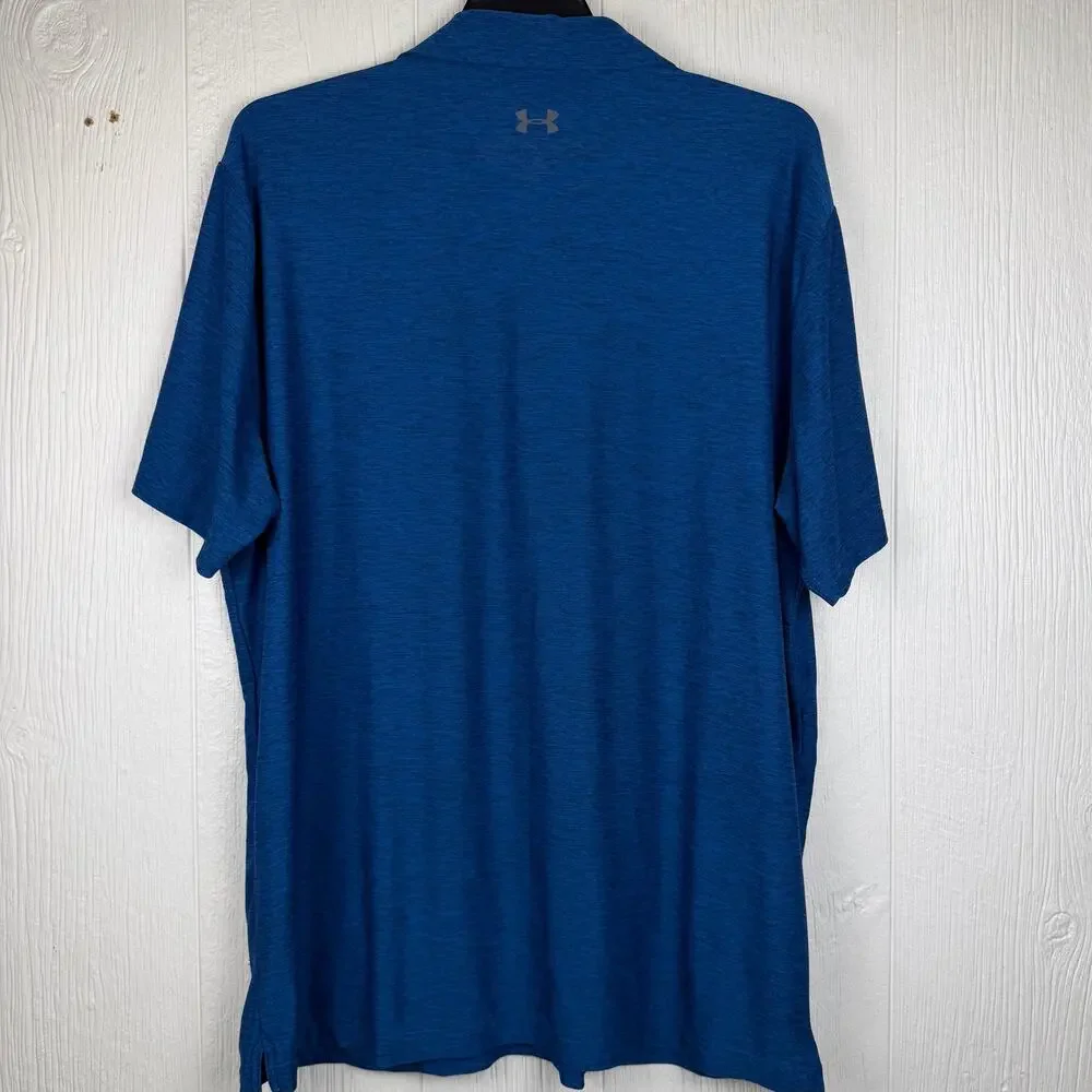Under Armour Heatgear Polo shirt men’s 2XL loose blue with black detail